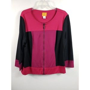 Ruby Rd Womens Long Sleeve Jacket Size 18 Pink Purple Full Zip Color Block